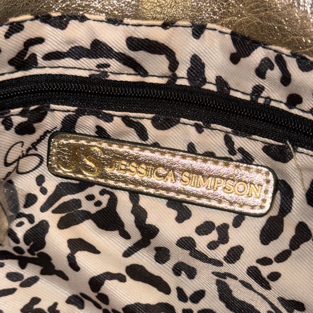 JESSICA SIMPSON Gillian Gold Quilted Shoulder/Crossbody Chain Bag In Gold - Picture 14 of 14